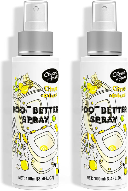 Clean-n-Fresh Toilet Spray, 6.8 Fl.oz Poo Spray | Up to 400+ Uses, 100% Natural Plant Essential Oil Citrus Scent, Bathroom Deodorizer...