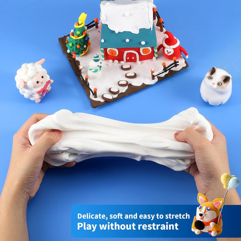 iFergoo White Air Dry Clay, DIY Creative Modeling Clay for Kids, Super Light Magic Clay for Kids Age 3-12, Safe & Non-Toxic, Molding Clay for Scul...