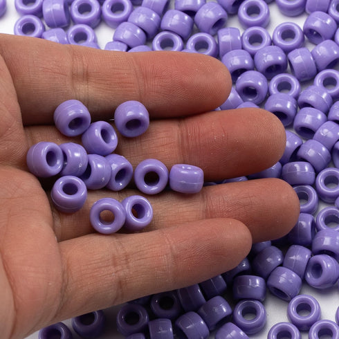 1000 Pcs Acrylic Plastic White Pony Beads 6x9mm Bulk Kandi Beads for Friendship Bracelet Necklace Jewelry Making Pens Hair Braiding Kit (Violet bl...