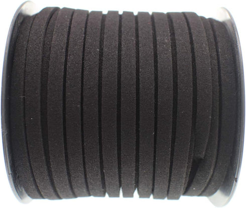 Pamir Tong Faux Suede Leather Cord String for Jewerly Making 5mm 40 Yards Black Bracelet Cord Flat Thin Leather Lace Thread for Necklace-Chocker &...