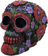 Ebros Black Day of The Dead Floral Blooms Sugar Skull Figurine DOD Skulls Statue 6" Long As Halloween Ossuary Macabre Decor Collectible (Summer Re...