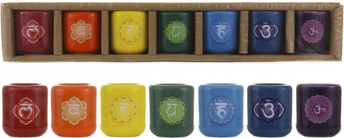 Mega Candles 7 pcs Ceramic 1/2 Inch Diameter Chakra Chime Ritual Spirtual Energy Spell Candle Holders - Assorted Colors...