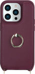 for iPhone 15 Pro Case with Card Holder for Women,iPhone 15 Pro Phone Case with Strap,Crossbody Lanyard,Ring Stand,Snap Clasp,Cute Wallet Case 6.1...