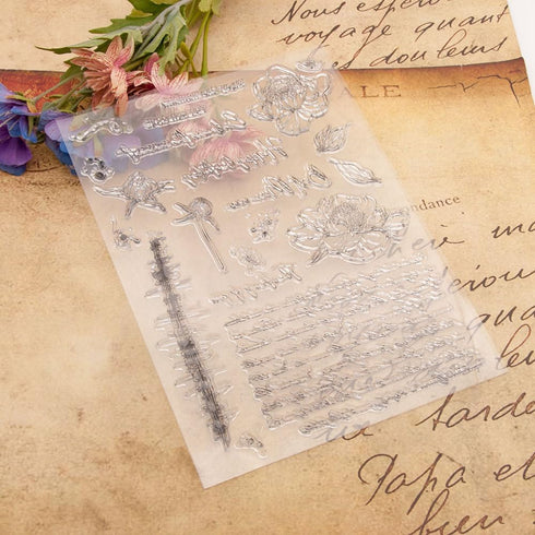 Flowers Mail Clear Stamps for Card Making Vintage Letter Transparent Silicone Stamp DIY Scrapbooking Supplies Embossing Paper Card Album...