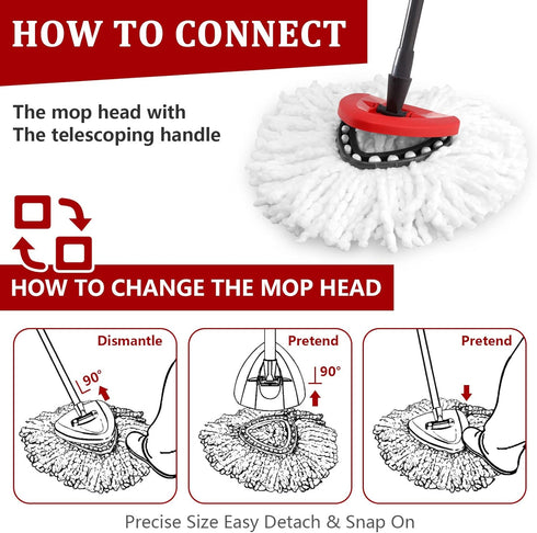 NICEMOVIC 3 Pack Spin Mop Replacement Head, Compatible with O-Ceda Easywring Spin Mop Heads Replacements, Microfiber Mop Refills for Easy Cleaning...