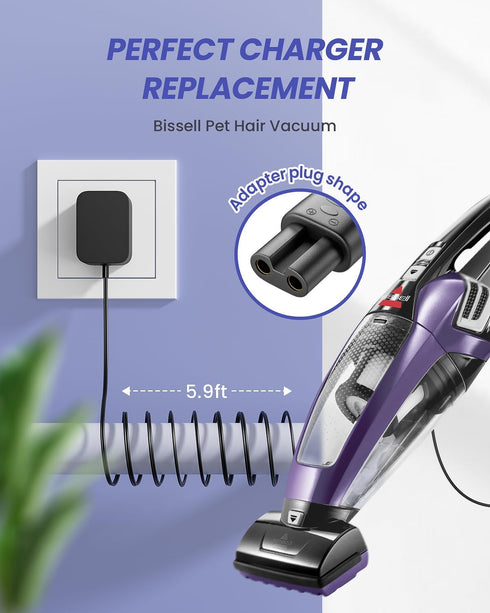 Replacement for Bissell Pet Hair Eraser Vacuum Charger, Compatible with Bissell 2390 2390A 23903 2284W 2284 14.4V Lithium Ion Cordless Hand Vacuum...