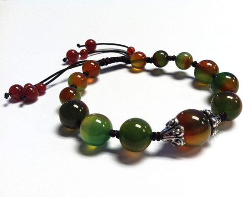 Beautiful Handmade Peacock Agate Beads Bracelet for Protection, Strength and Harmony...