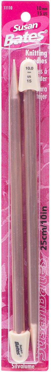 Susan Bates 10-Inch Silvalume Single Point Knitting Needle, 10mm, Salmon......