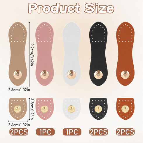 COMNICO 8 Pack Leather Snap Buckles, Sew on Purse Tab Closures Bag Buckle Fasteners DIY Craft Sewing Accessories for Wallet Shoulder Bag Handbag P...