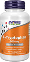NOW Supplements, L-Tryptophan 500 mg, Encourages Positive Mood*, Supports Relaxation*, 60 Veg Capsules...