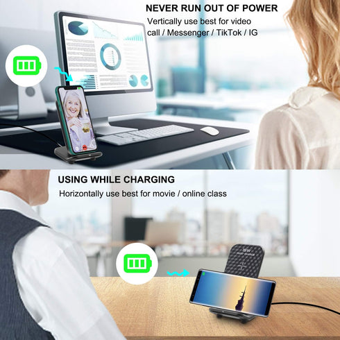 15W Fast Qi-Certified Wireless Charging Station Compatible with iPhone 15/15 Plus/15 Pro Max/14/13/12 /11Pro Max/XR/XS/X/8 Plus,Galaxy S23/S22/S21...