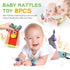 Baby Wrist Rattles Foot Finder Socks Set, Wrist rattle Arm Hand and Rattle Leg Ankle Socks, Newborn Soft Sensory Toys, Baby Socks Infant Wrist Rat...