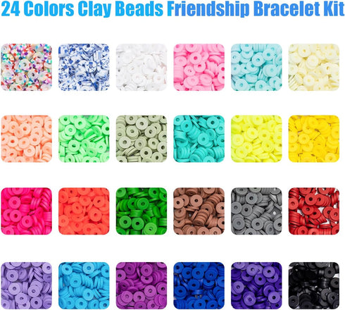 Ybxjges Clay Beads Bracelet Making Kit, 3800Pcs Polymer Flat Beads for Jewelry Making Heishi Beads for Friendship Bracelet Kit with Charm Kit for ...