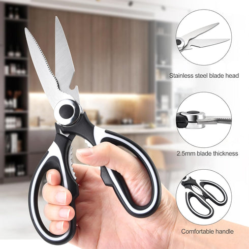 Food Grade Kitchen Scissors 3 Pack- Lifetime Replacement Warranty -Heavy Duty Stainless Steel Cooking Shears for Cutting Meat, Food, Fish, Poultry...