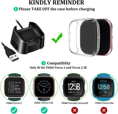 Maledan Ultra Thin Screen Protector Case Compatible with Fitbit Versa 2, 3 Pack TPU HD Full Protective Case Cover Scratch Resistant Shock Absorbin...