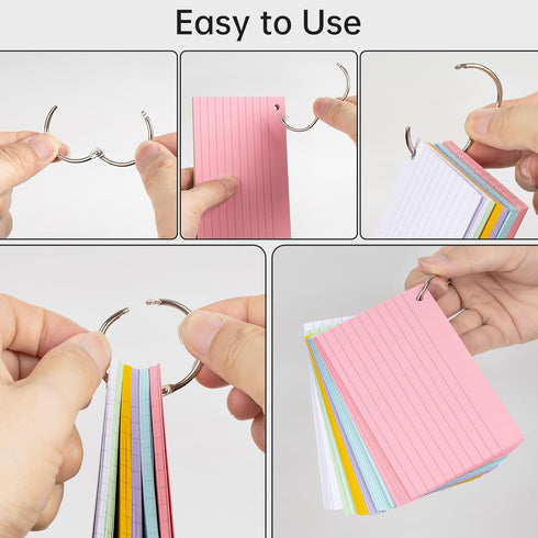 500 PCS Index Cards 3×5, Blank Flash Cards Line Index Cards with Ring, Neon Colored Note Cards, Ruled Study Cards for School Office Home Supplies...