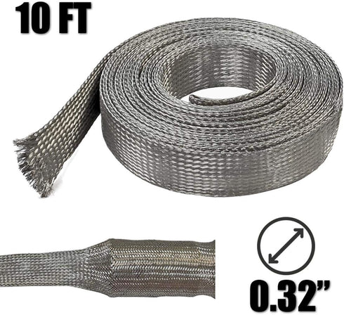 Electriduct 1/2" Tinned Copper Metal Braid Sleeving Flexible EMI RFI Shielding Wire Mesh (0.32" Diameter) - 10 Feet...