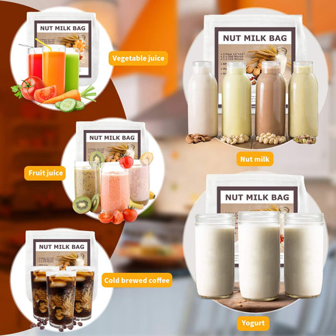 SCENGCLOS Nut Milk Bags, 12"x12", 2 Pack, Reusable Nylon Food Strainer, Multi-use Food Grade Filter for Almond Milk, Juice, Tea, Cold Brew Coffee(...