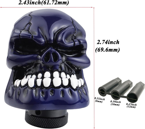 Abfer Skull Shift Knobs Car Gear Shifter Knob with Big Tooth Stick Shifting Lever Fit Most Automatic Manual Transmission Cars Truck Vehicle (Blue)...