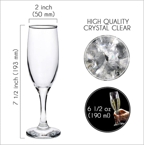 Volarium Champagne Flutes Set of 6, Elegant Crystal Glasses for Sparkling Wine, Perfect for Christmas, Weddings, Parties, and Family Dinners – Dur...