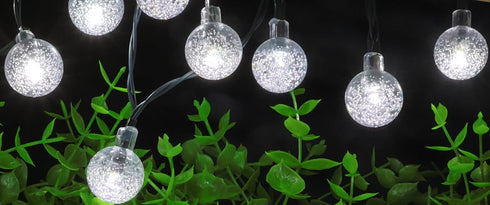 Solar String Lights Outdoor, 20ft Waterproof 30 LEDs 8 Modes Crystal Globe Solar String Fairy Lights Backyard Patio Christmas Lights for Holiday P...
