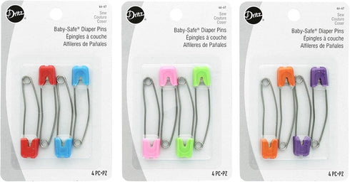 Dritz 46-67 Diaper Pins Pins, Baby Safe, Brights, (4-Count)...