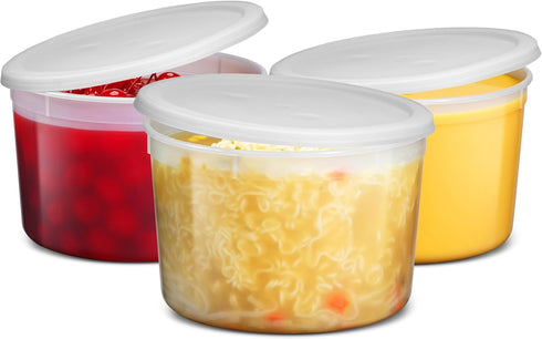 JoyServe 64 oz Food Storage Containers with Lids Pack of 6, Half Gallon Round Plastic Deli Container with Leak-Proof Lid, BPA-Free, Freezer, Dishw...