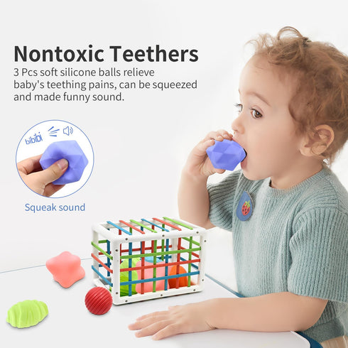 AiTuiTui Montessori Baby Toys for 1 Year Old Boy Girl Gifts, Shape Sorter Baby Toys 6 12 18 Months Early Learning Sensory Bin with 3 Soft Textured...