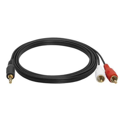 Cmple - 12FT 3.5mm to RCA Audio Stereo Cable, 3.5mm to 2-Male RCA Adapter Audio Cable, Y Splitter Design Stereo Audio RCA Male Cable, AUX Cord for...