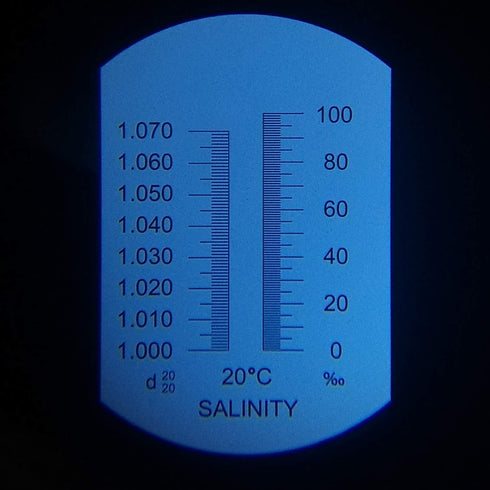 Salinity Refractometer for Aquarium Fish, Salt Water Testing, Dual Scale Salinity Tester PPT& Specific Gravity Saline Seawater Refractometer Hydro...