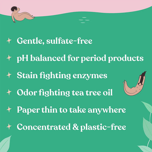 Period, Menstrual Stain Fighting Eco Detergent Strips - Unscented Menstrual Cup Wash, Cloth Diaper Detergent - Enzyme Blood Stain Remover, Delicat...