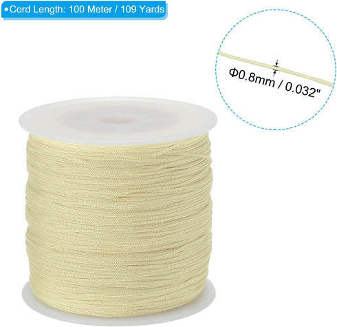 PATIKIL 0.8mm x 109 Yard Nylon Satin Cord, Nylon Beading String Knotting Cord Chain Braided Rope for Bracelets Jewelry Trim Chinese Knot, Beige...