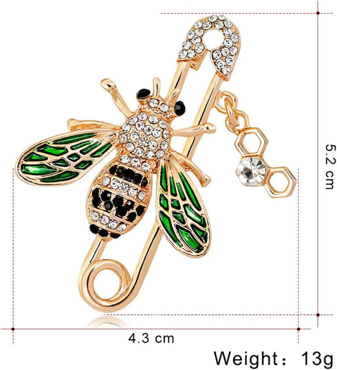 YOQUCOL Cute Honeybee Bee Brooch Pin Cubic Zirconia CZ Crystal Enamel Golden Tone For Women...