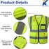 Reflective Safety Vest for Men Women with 8 Pockets and Zipper High Visibility Mesh Construction Work Vest Meets ANSI/ISEA Standards (KZ170-Yellow...