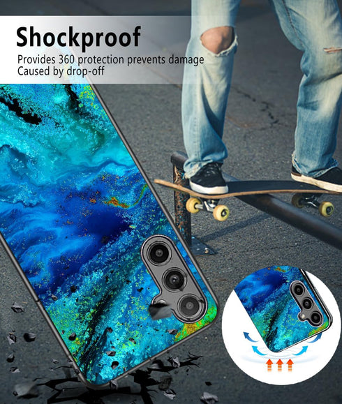 Samsung Galaxy A54 Case, Slim Fit Blue Watercolor Glow in The Dark Hybrid Hard PC Soft TPU Bumper Shockproof Drop Protective Women Men Phone Cover...