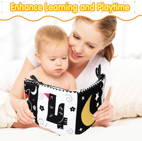 Newborn Toys Black and White High Contrast Baby Toys for 0-6, 6-12 Months, Early Education Baby Book with Numbers, Weather and Animals Signs, Tumm...