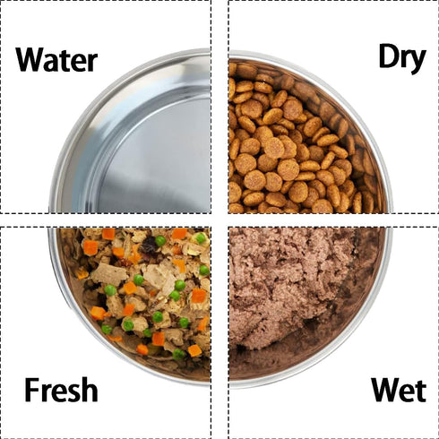 5mm Thick Stainless Steel Dog Bowls, Non-Slip with Silicone Base Cat Dishes, 4 Cups Food Grade BPA Free, Less Sliding, Premium Water and Food Pat ...