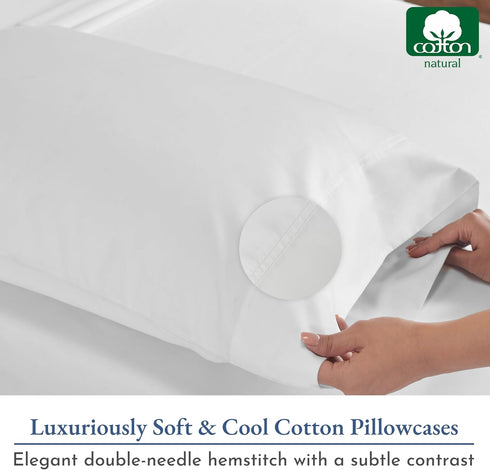 Heirloom Soft, Smooth & Thick Certified 800 Thread Count 100% Cotton Sateen is Superior to Egyptian Cotton Claims, 2 White Standard Pillowcases Fi...