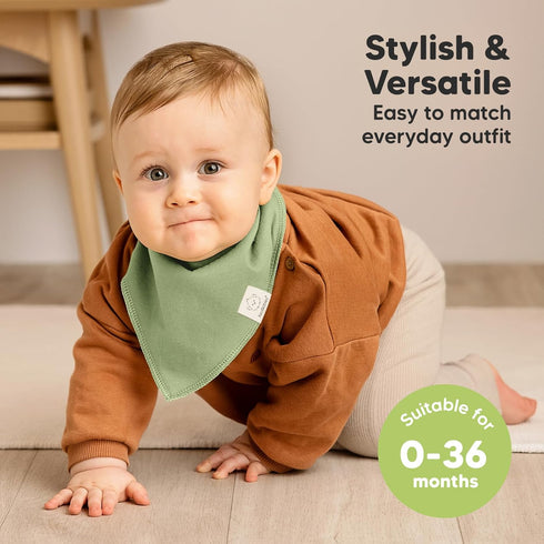10-Pack Organic Baby Bandana Bibs - Organic Cotton Bandana Bibs for Boys, Girls - Super Absorbent Bandana Drool Bibs - Teething Bibs - Baby Bibs f...