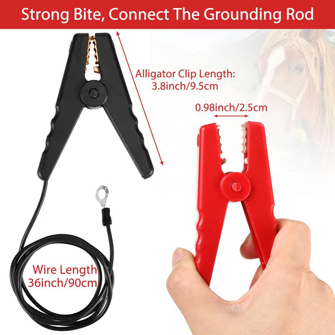 6 Pcs 3 ft Electric Fence Wire Solar Connect Fence Connectors Charger Electric Fence Clips Electric Fence Copper Wire with Alligator Clip...