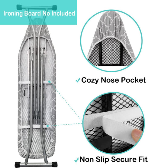 Ironing Board Cover and Pad Standard Size 15"x54", Resists Scorching and Staining with Elastic Edge Heavy Duty Extra Thick Ironing Padding Cotton ...
