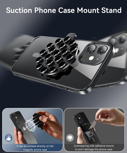 Fin2feel Magnetic Case for iPhone 11 Phone Case with Glass Screen Protector, with Suction Cup Phone Mount Stand for TikTok Videos Selfies, Sticky ...