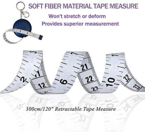Tape Measure for Body Measuring Tape Double Scale Body Sewing Flexible Ruler for Medical Body Measurement Tailor Craft Ruler, Retractable Key Chai...