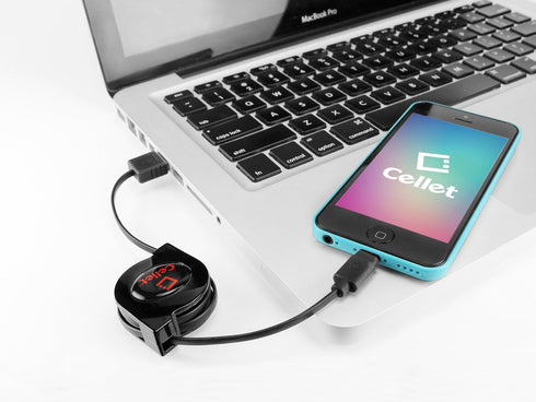 Cellet Retractable iPhone Charger Cable, Lightning Charging Cord, Compatible for Apple iPhone 14 Pro Max Plus13 12 11 iPad Pro Air, iPad Mini, Air...