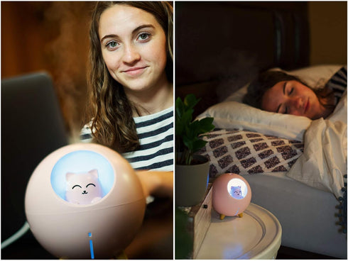 Upgraded Ultrasonic Ultra-Quiet USB Cute Cool Mist Mini Humidifier, for Kids Baby Nursery Bedroom, 7-Color Lights 2 Mist Mode Auto Shutoff Whisper...