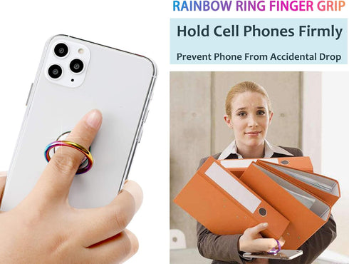Rainbow Glitter Bling Bling Phone Ring Holder,Iridescent Sparkle Phone Ring Kickstand,Cell Phone Finger Ring Grip for Almost All Phones,Pad...