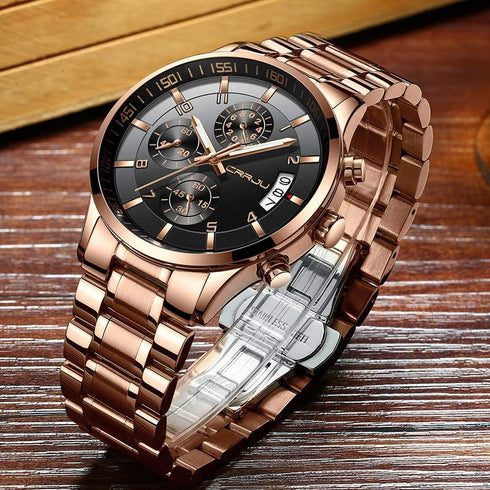 CRRJU Men's Fashion Stainless Steel Watches Date Waterproof Chronograph Wristwatches,Stainsteel Steel Band Waterproof Watch...