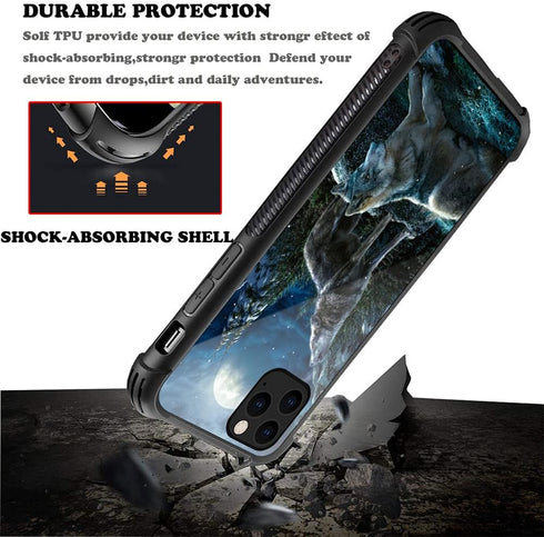 DJSOK Case Compatible with iPhone 11 Case, Wolf Moon Night Case for iPhone 11 Cases for Man Boys Girls Shockproof Rugged Cover Case...