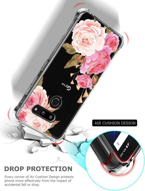Floral Clear Pretty Phone Case for LG G8 ThinQ (2019 Release) for Women Girls,Flower Design Transparent Slim Soft Drop Proof TPU Bumper Cushion Si...