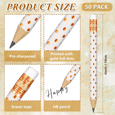 50 Pcs Half Pencils with Eraser Golf Pencils for Baby Bridal Shower Mini Game Pencils Sharpened Pencils Wooden Pocket Pencils for Wedding School O...
